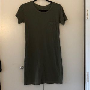 J. Crew Garment Dyed T-Shirt Dress in Olive Green